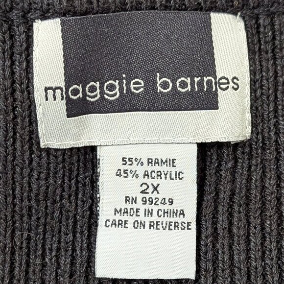Vintage Maggie Barnes Knit Sweater Vest 2x Black & Red Button Down V-neck - Picture 8 of 9